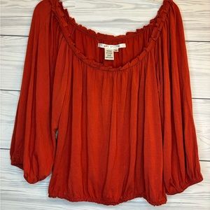 MAX STUDIO Fun Flirty Boho off the shoulder top - Size Medium - Burnt Orange